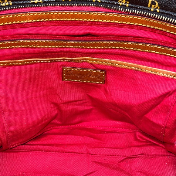 Dooney & Bourke Signature Brown Logo Leather Strap Shoulder Purse Tote - Picture 16 of 16